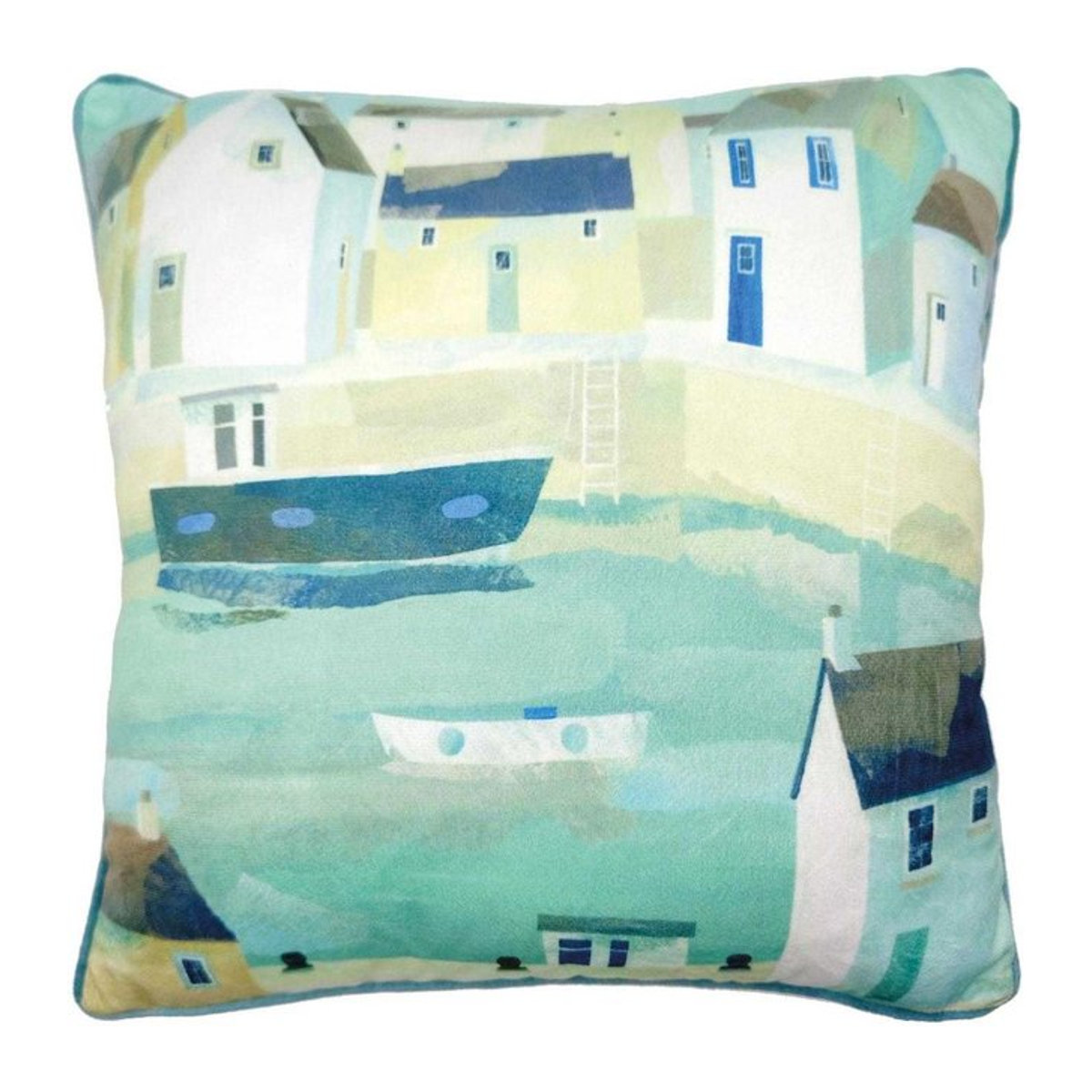 Claire Henley Little Harbour Zierkissen mit Paspelrand in Blau/Weiß, Breite: 40 cm - Bild 1