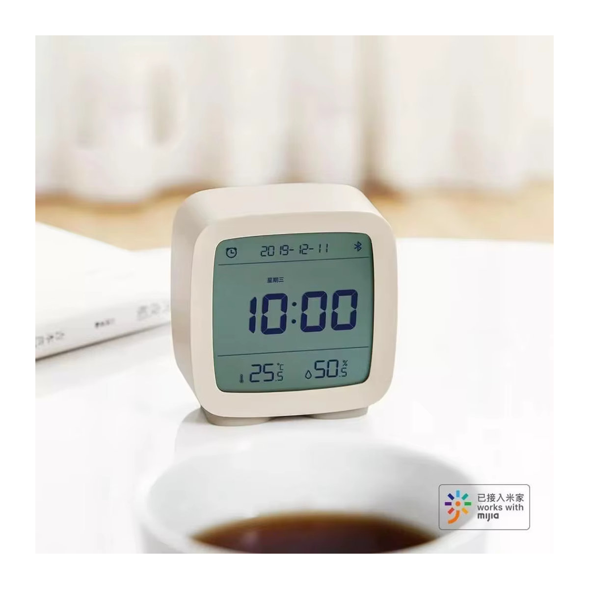 Cleargrass Qingping Smart-Wecker mit LCD-Bildschirm, Temperatur- und Luftfeuchtigkeitsanzeige sowie einstellbarem Nachtlicht in Weiß oder Blau - Bild 3