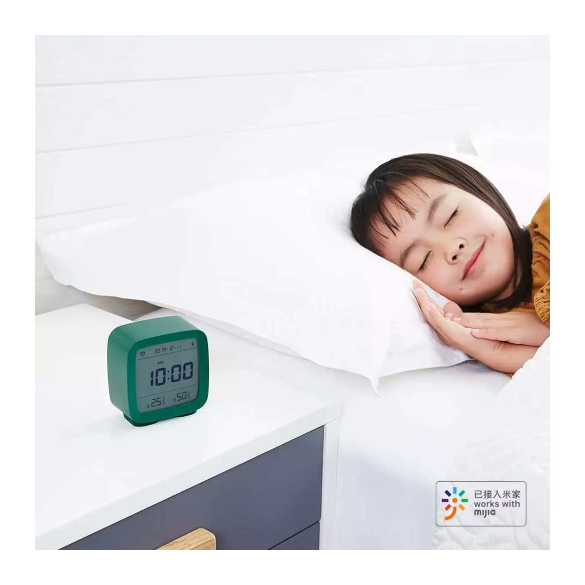 Cleargrass Qingping Smart-Wecker mit LCD-Bildschirm, Temperatur- und Luftfeuchtigkeitsanzeige sowie einstellbarem Nachtlicht in Weiß oder Blau - Bild 4