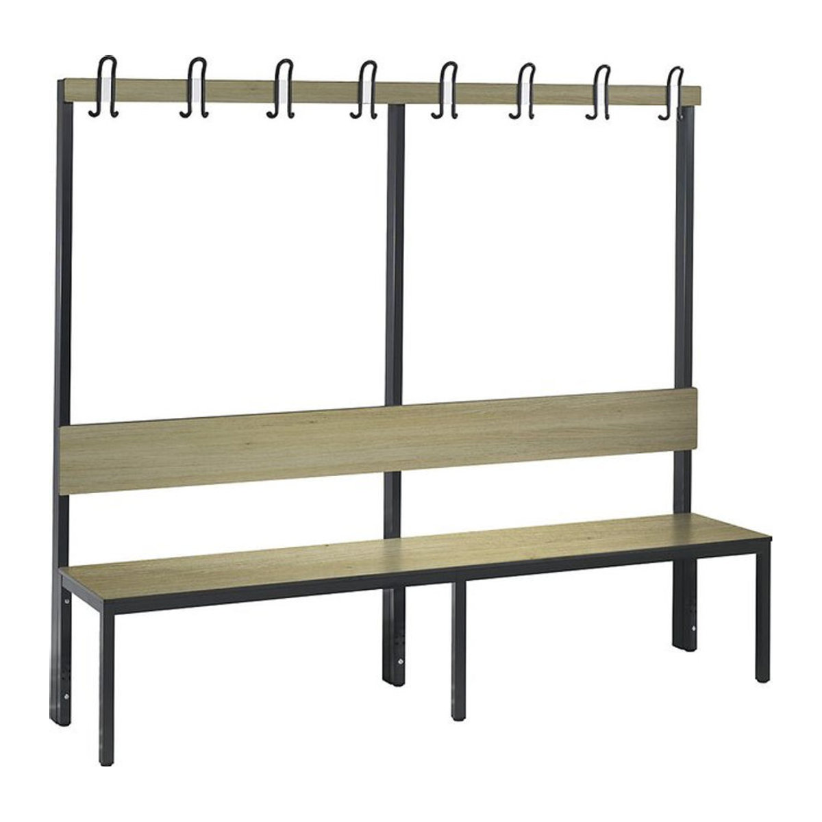 CLP Garderobenbank Comfort einseitig mit Rückenlehne und Hakenleiste in Eiche Natur und Anthrazit, B: 196 cm, H: 47,11 cm, T: 40,7 cm - Bild 1