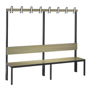 CLP Garderobenbank Comfort einseitig mit Rückenlehne und Hakenleiste in Eiche Natur und Anthrazit, B: 196 cm, H: 47,11 cm, T: 40,7 cm