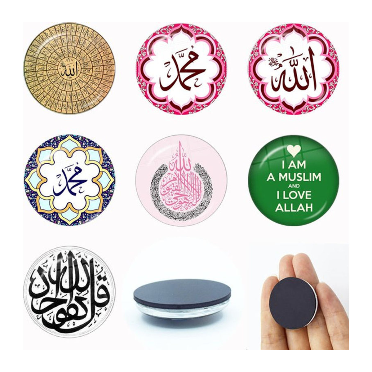 CLWANLUO Store Magnetischer Kühlschrankmagnet aus Glas mit orientalischem Design für Ramadan und Dekoration, Mehrfarbig, Rund - Bild 1