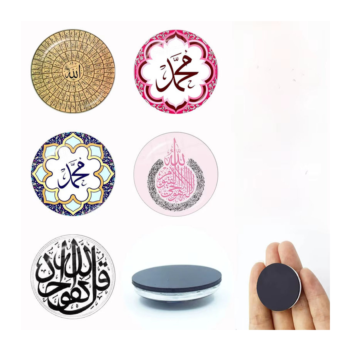 CLWANLUO Store Magnetischer Kühlschrankmagnet aus Glas mit orientalischem Design für Ramadan und Dekoration, Mehrfarbig, Rund - Bild 2