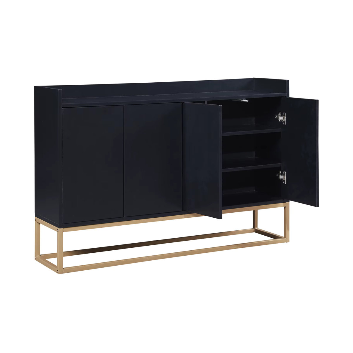 Comanlai Modernes Sideboard in Schwarz aus Metall im minimalistischen Stil mit 4 Türen - Bild 6