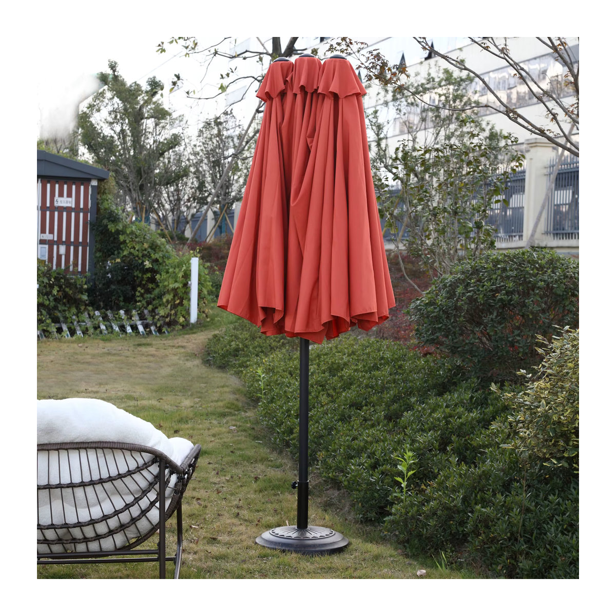 Comanlai Rechteckiger Sonnenschirm für den Außenbereich mit dreifacher Erweiterung für Garten, Strand und Hinterhof, Breite: 453 cm, Tiefe: 267 cm - Bild 2