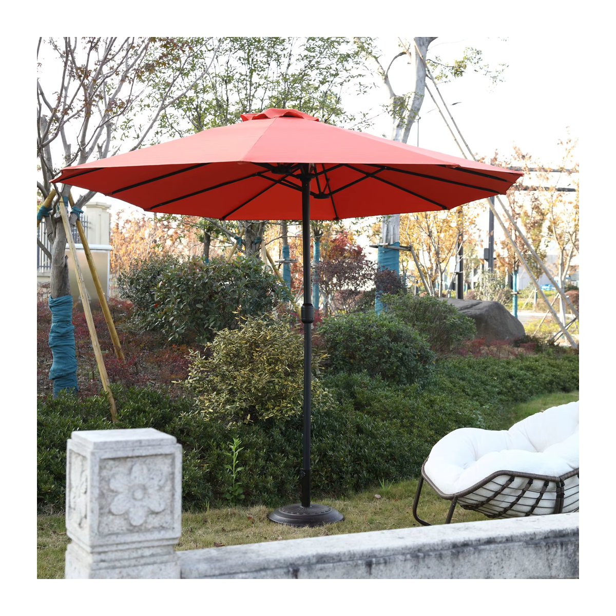Comanlai Rechteckiger Sonnenschirm für den Außenbereich mit dreifacher Erweiterung für Garten, Strand und Hinterhof, Breite: 453 cm, Tiefe: 267 cm - Bild 3