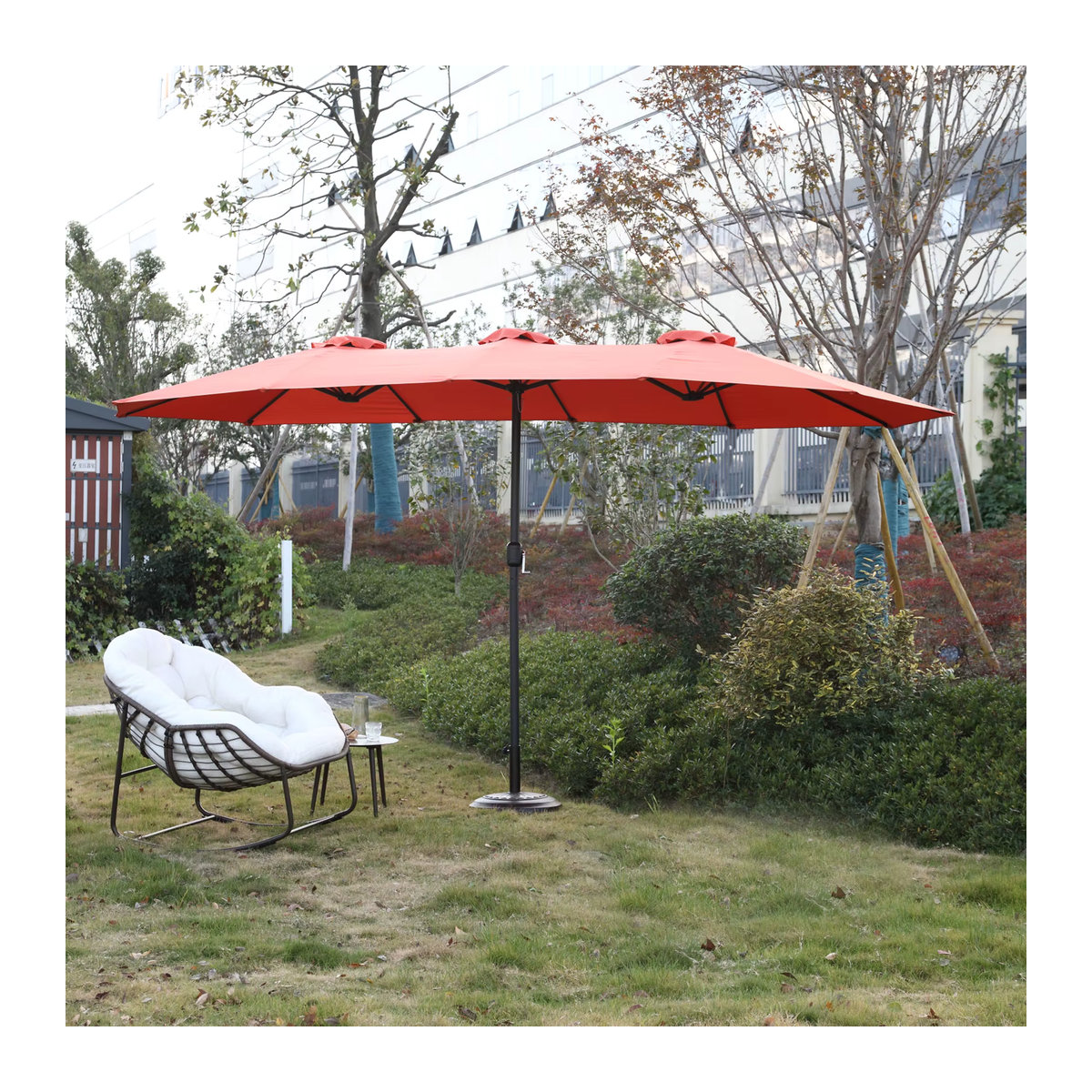 Comanlai Rechteckiger Sonnenschirm für den Außenbereich mit dreifacher Erweiterung für Garten, Strand und Hinterhof, Breite: 453 cm, Tiefe: 267 cm - Bild 4