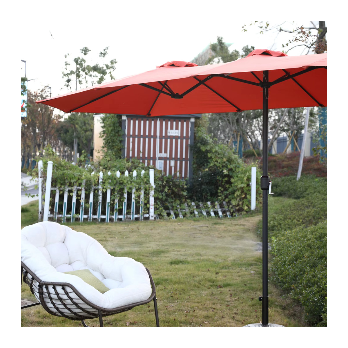 Comanlai Rechteckiger Sonnenschirm für den Außenbereich mit dreifacher Erweiterung für Garten, Strand und Hinterhof, Breite: 453 cm, Tiefe: 267 cm - Bild 5