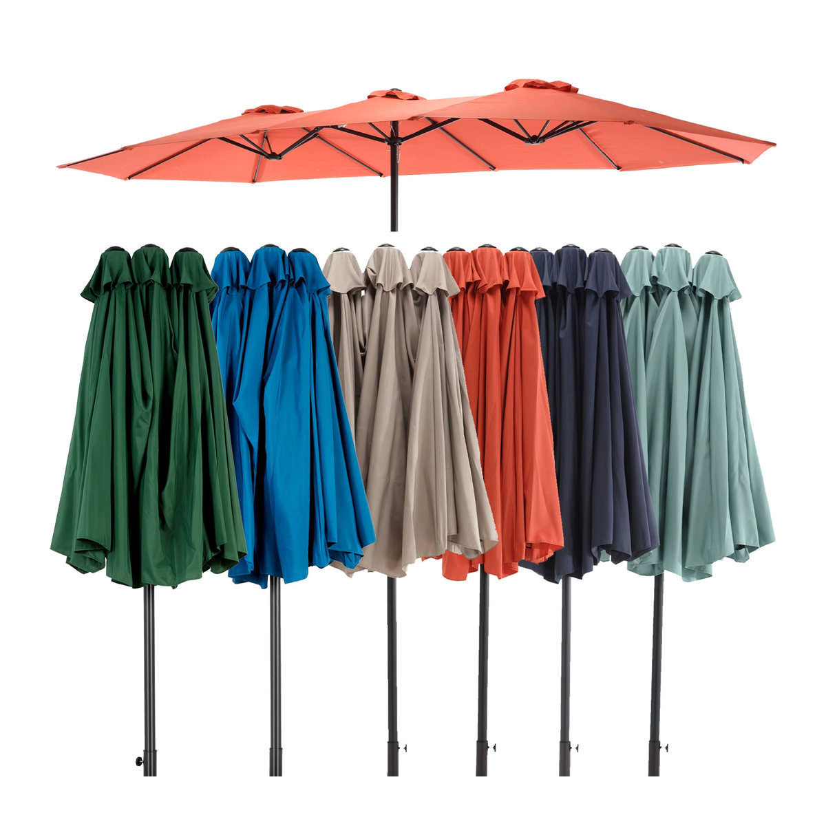 Comanlai Rechteckiger Sonnenschirm für den Außenbereich mit dreifacher Erweiterung für Garten, Strand und Hinterhof, Breite: 453 cm, Tiefe: 267 cm - Bild 6