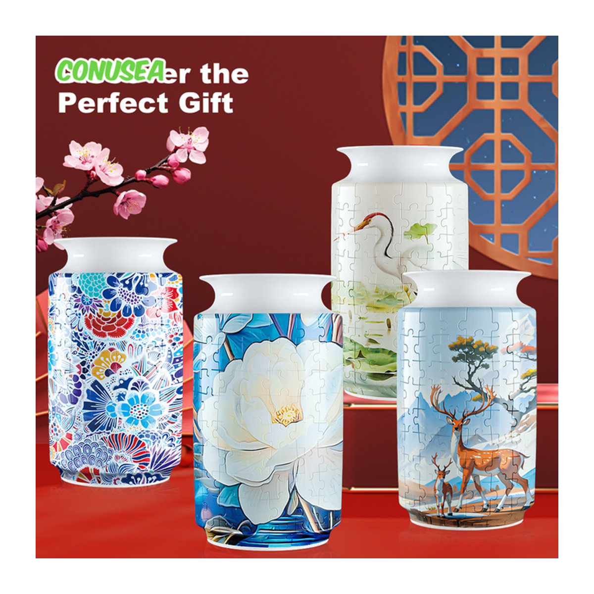 CONUSEA 3D Puzzle Panda Vase als Blumentopf und Flasche in Mehrfarbig aus Porzellan - Bild 1