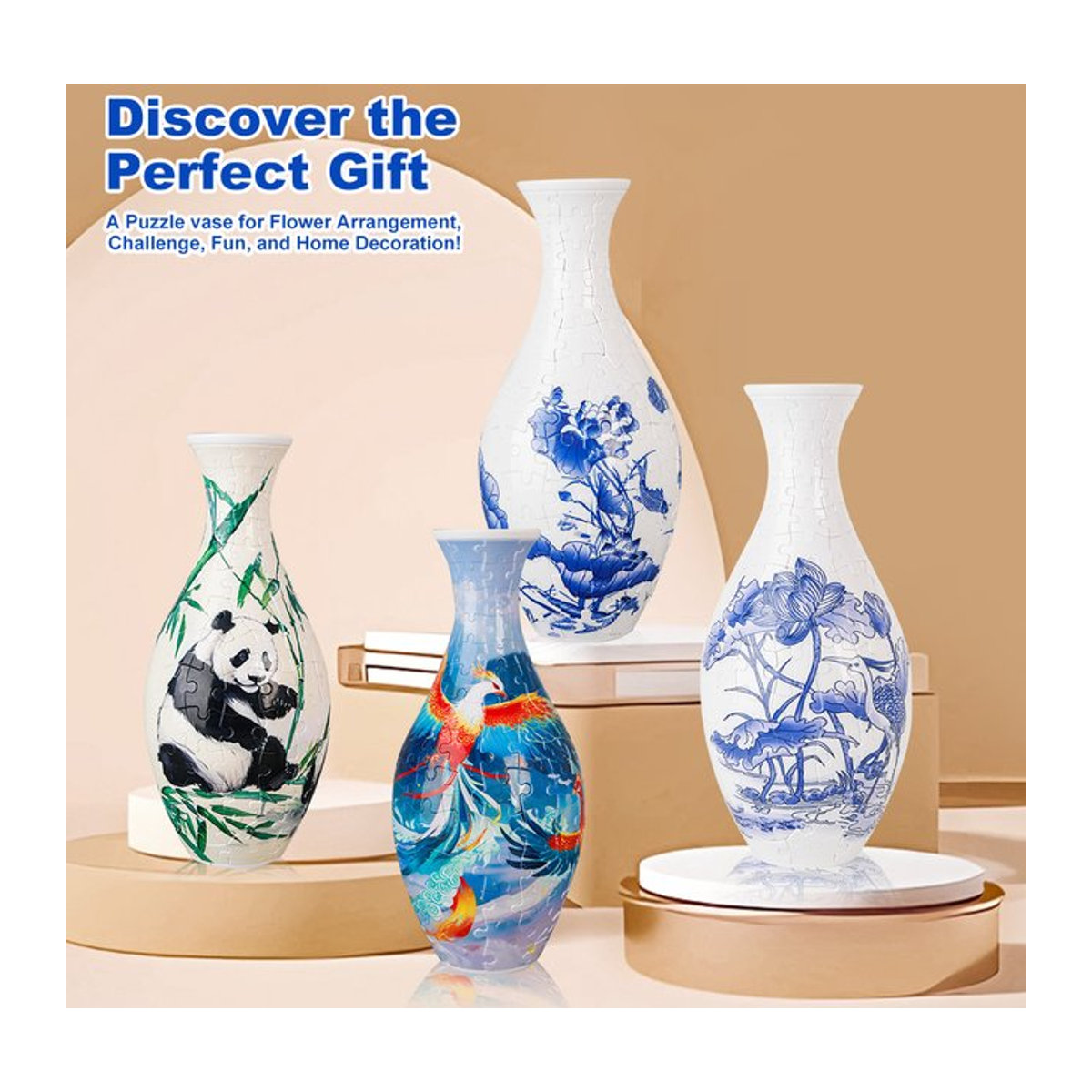 CONUSEA 3D-Puzzle-Vase aus Kunststoff in Weiß für Schnittblumen - Bild 1