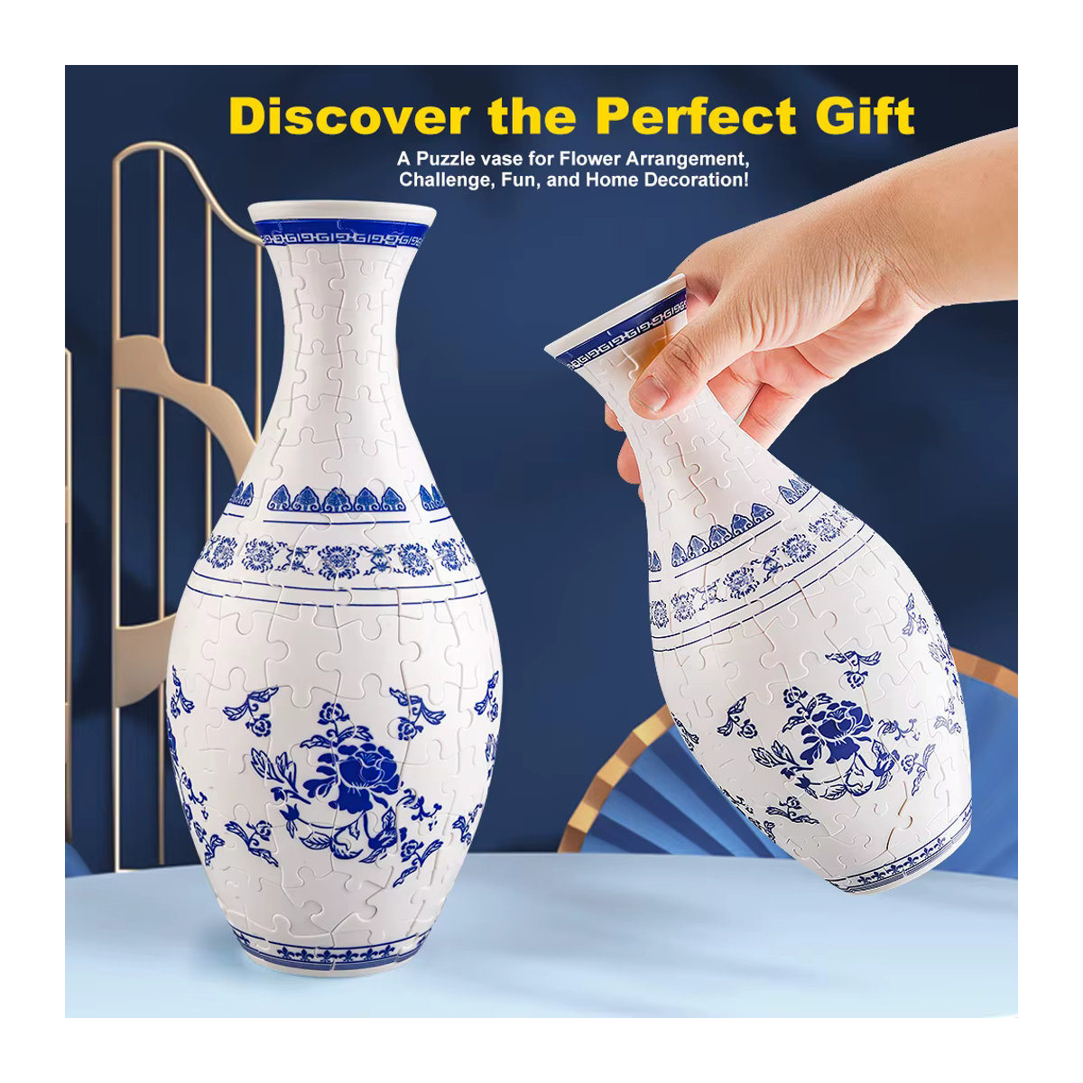 CONUSEA 3D-Puzzle-Vase aus Kunststoff in Weiß für Schnittblumen - Bild 2