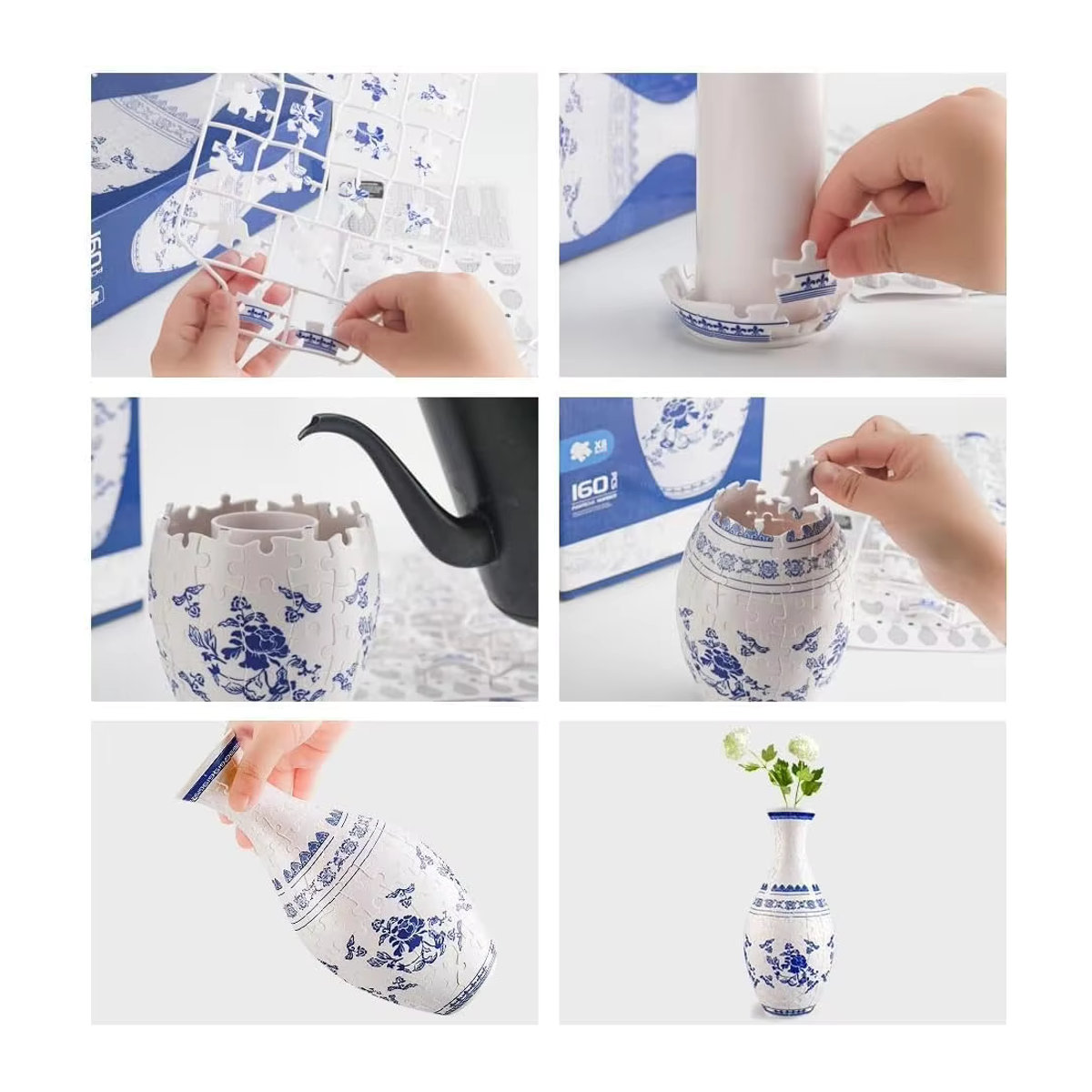 CONUSEA 3D-Puzzle-Vase aus Kunststoff in Weiß für Schnittblumen - Bild 5