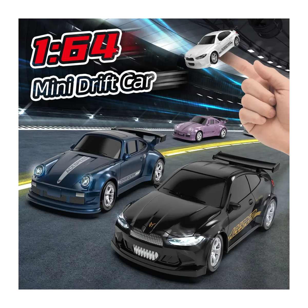CONUSEA Mini RC Racing Auto Fernbedienung Sport Auto Off-Road High Speed Drift Micro Fahrzeug für Kinder in Weiß und Bunt - Bild 2