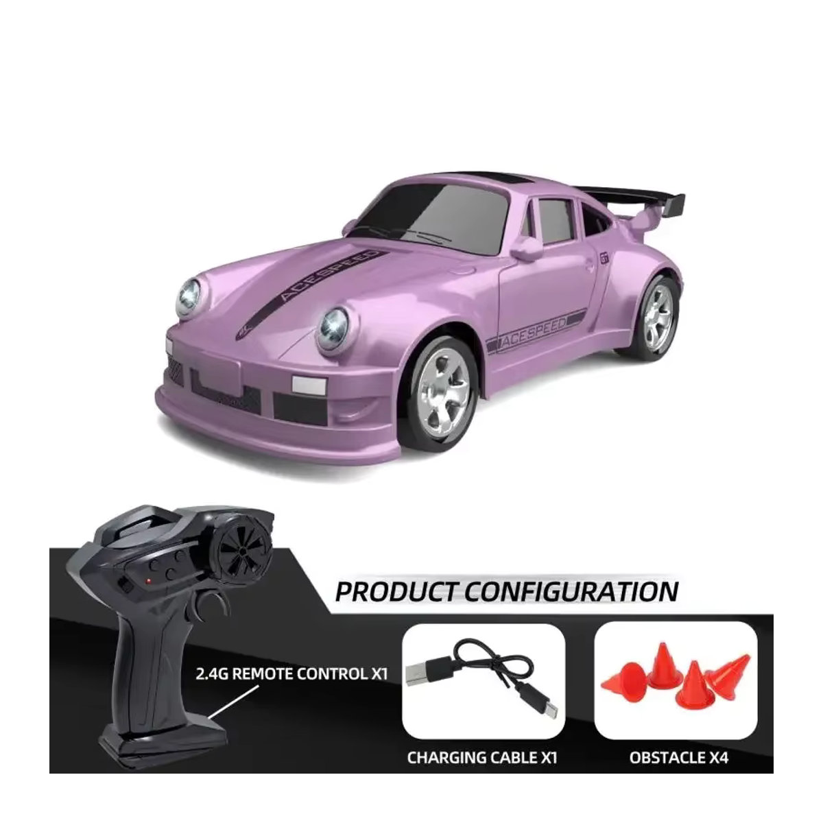 CONUSEA Mini RC Racing Auto Fernbedienung Sport Auto Off-Road High Speed Drift Micro Fahrzeug für Kinder in Weiß und Bunt - Bild 7