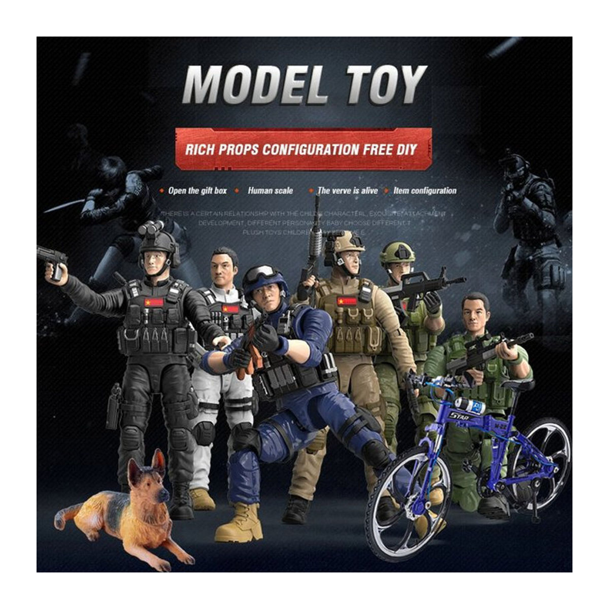 CONUSEA Soldaten-Modellfigur 1:9 Actionfigur aus Kunststoff mit 15 beweglichen Gelenken in Mehrfarbig als Blindbox Dekoration - Bild 1