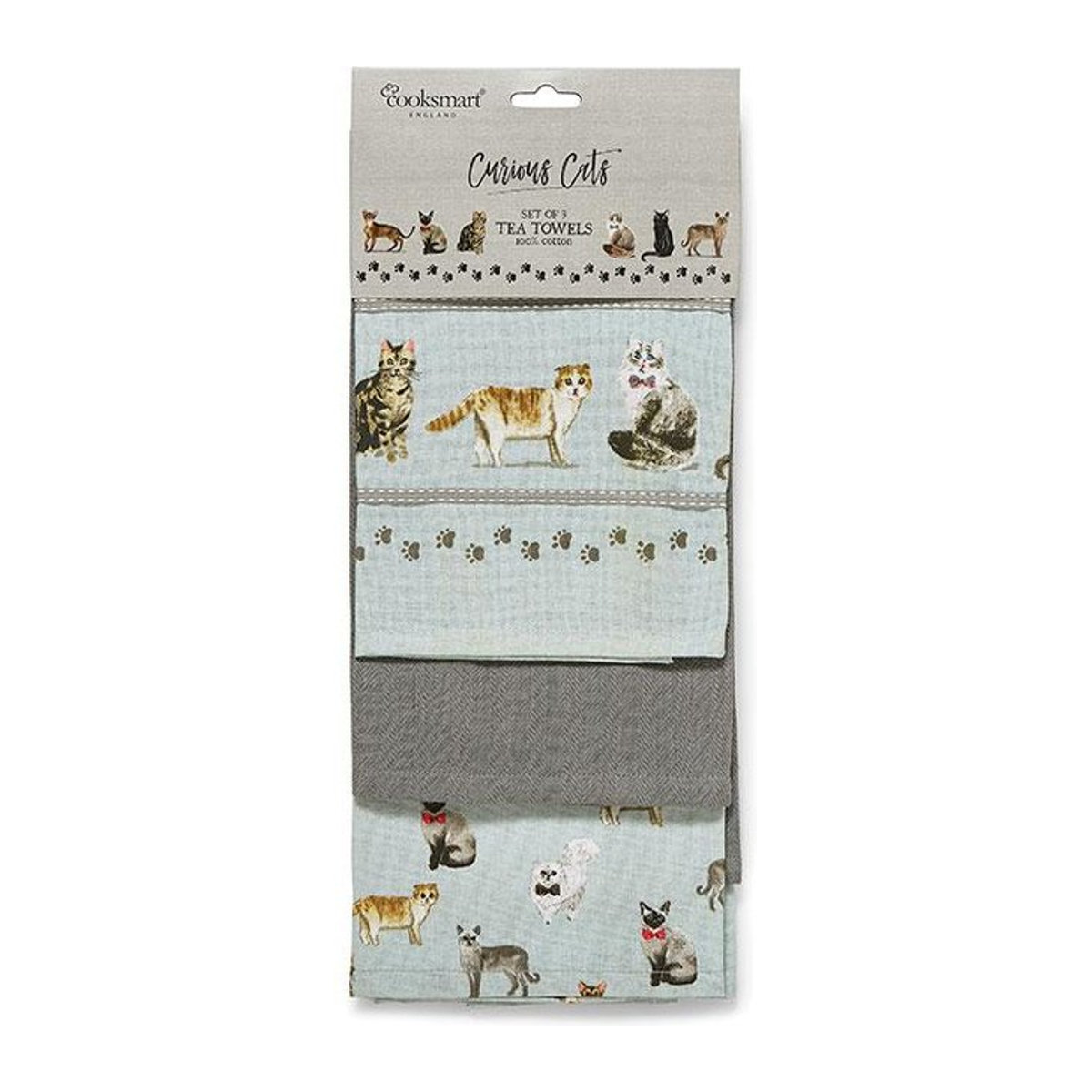 Cooksmart Curious Cats Geschirrtuch 3er-Pack - Bild 1