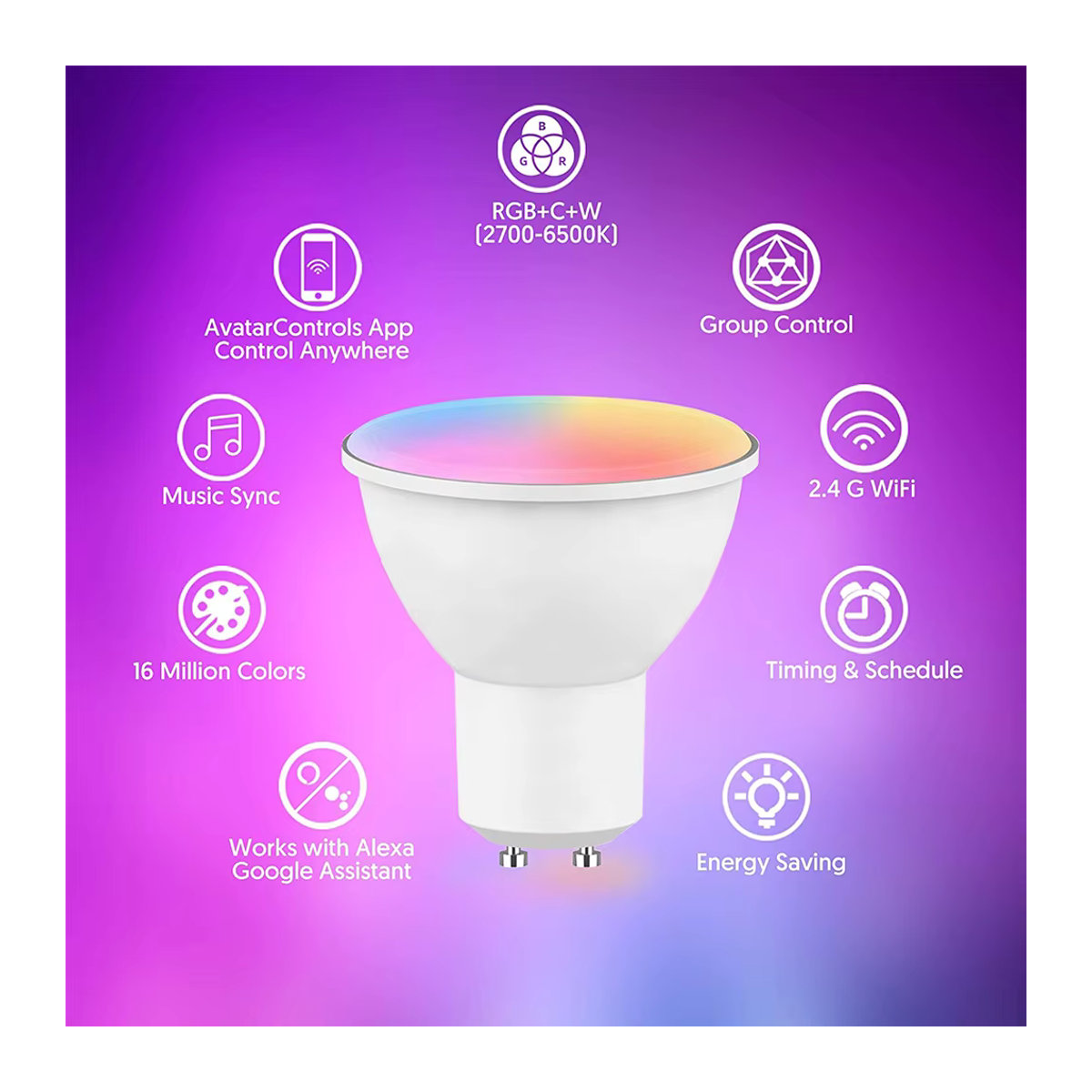 COOLO Smart LED-Lampe GU10 RGB+C+W dimmbar mit Tuya ZigBee und WIFI App-Steuerung für Alexa und Google Home in Bunt und Weiß - Bild 2