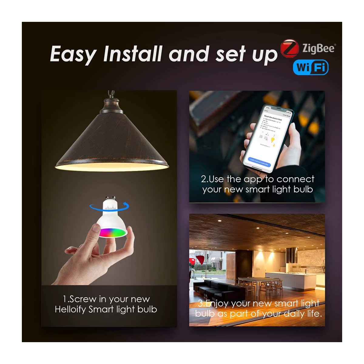 COOLO Smart LED-Lampe GU10 RGB+C+W dimmbar mit Tuya ZigBee und WIFI App-Steuerung für Alexa und Google Home in Bunt und Weiß - Bild 3