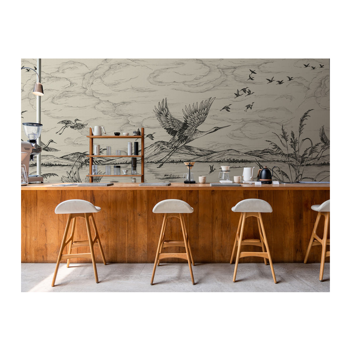 Coordonne Mural Herons Poetry Vliestapete in Beige mit Vogelmotiv - Bild 2