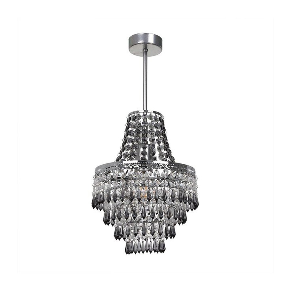Coral Milagro Glamour Kristall Kronleuchter in Schwarz und Silber mit silberner Deckenrosette, E27, 60W - Bild 1