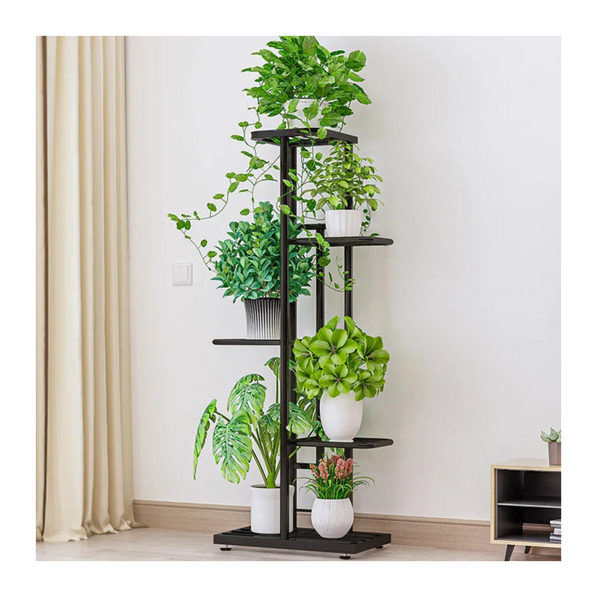 Cordlal Blumenständer aus Metall in Schwarz oder Weiß als geometrisches Regal für Garten und Haus - Bild 1