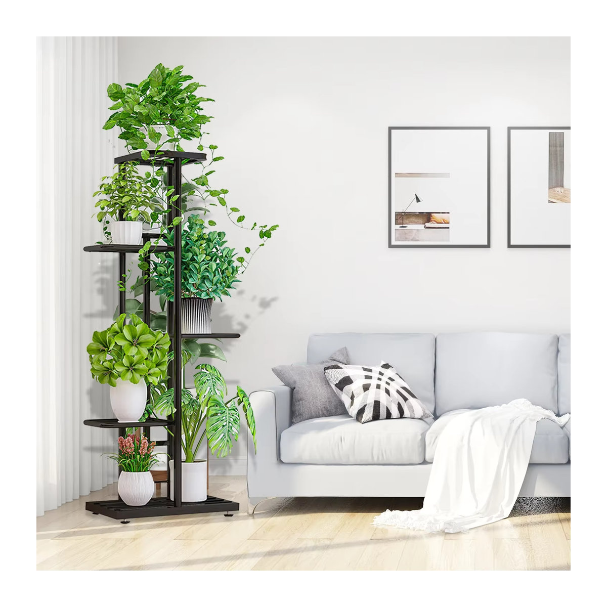 Cordlal Blumenständer aus Metall in Schwarz oder Weiß als geometrisches Regal für Garten und Haus - Bild 2