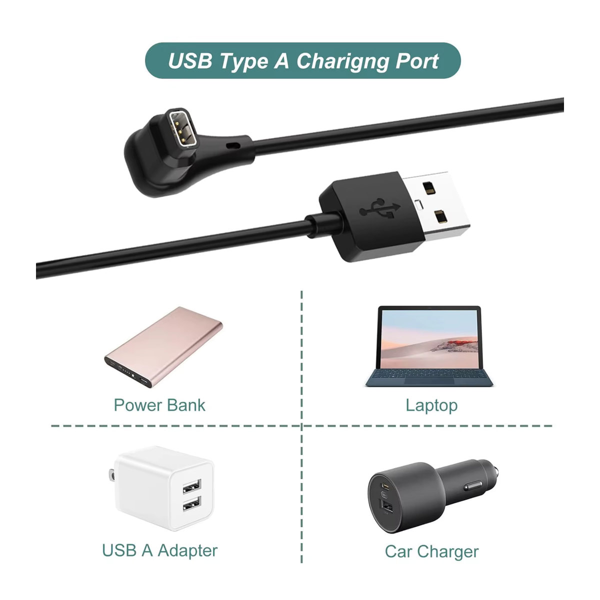 COROS PACE Pro Ladegerät mit USB-A Typ-C Ladekabel in Schwarz - Bild 2
