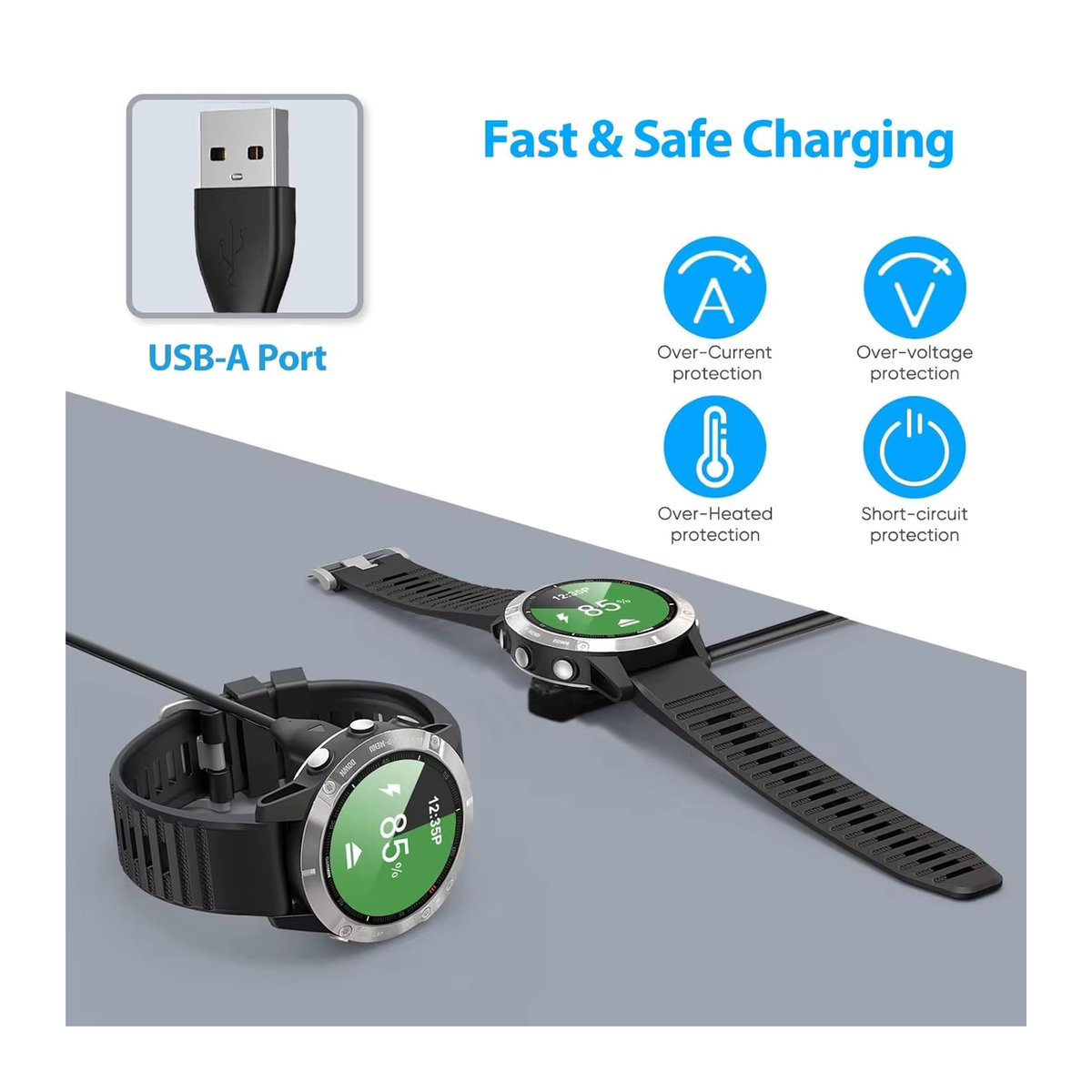 COROS PACE Pro Ladegerät mit USB-A Typ-C Ladekabel in Schwarz - Bild 3