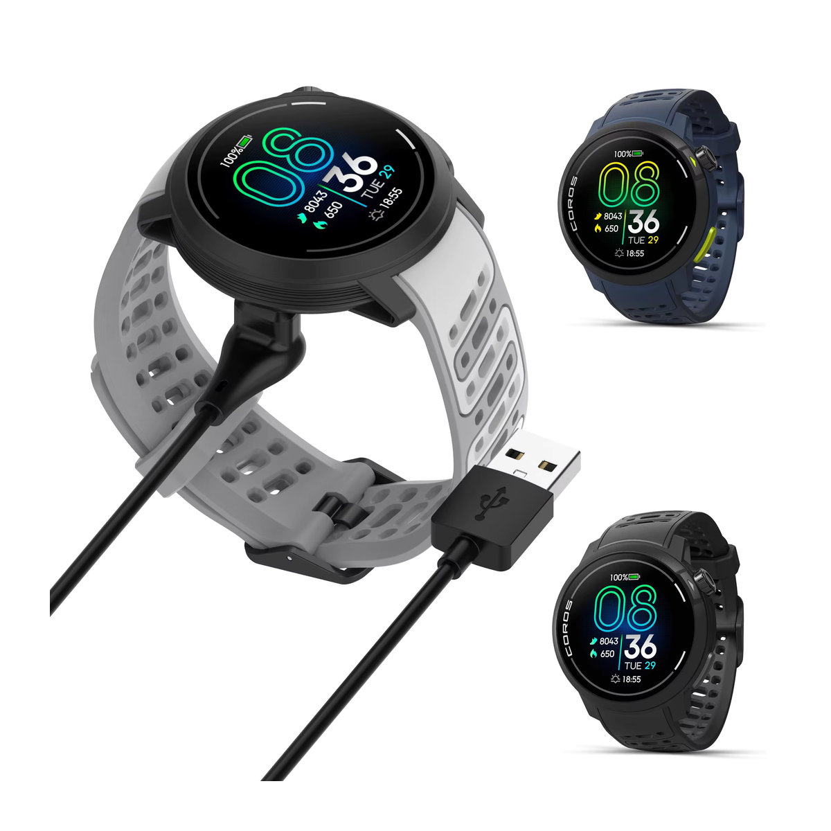 COROS PACE Pro Ladegerät mit USB-A Typ-C Ladekabel in Schwarz - Bild 6