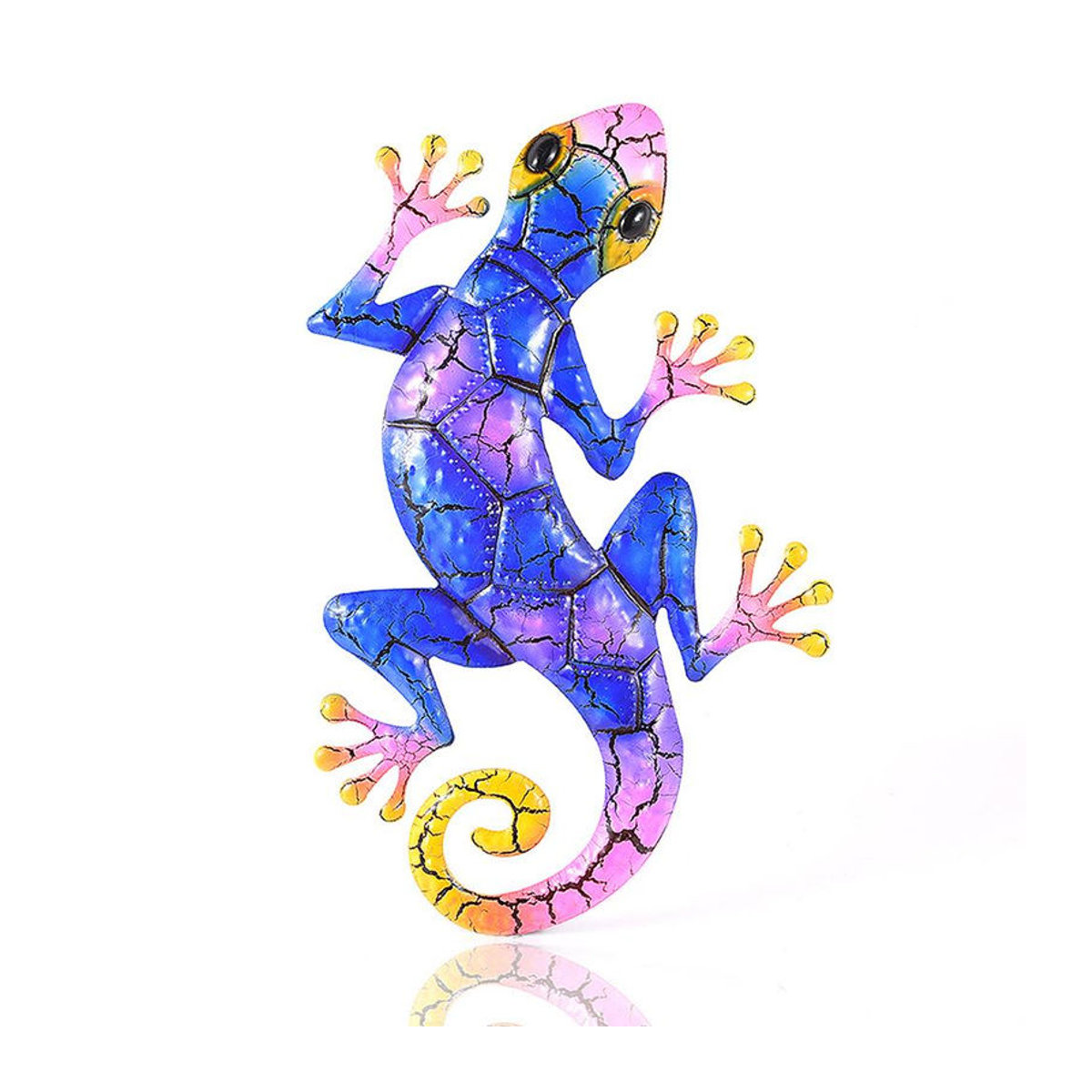 CosyHome 3er-Set Metall-Gekko Wandkunst bunte Tier-Skulpturen zur Wanddekoration für Innen und Außen - Bild 3