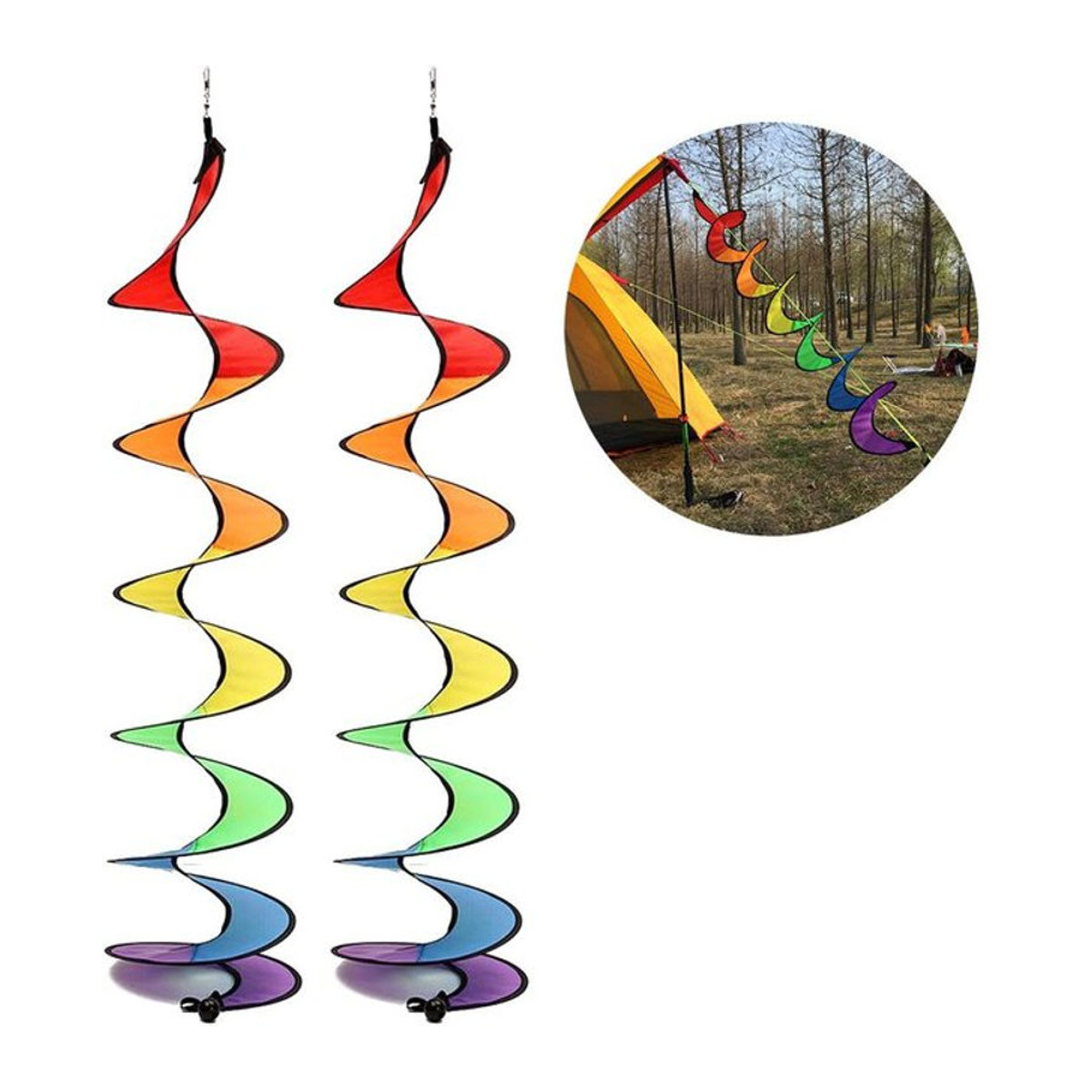 CosyHome Buntes Spiralförmiges Regenbogen-Windspiel aus Polyester und Kunststoff für Garten und Camping - Bild 1