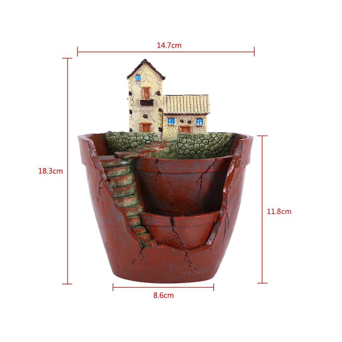 CosyHome Hängender Blumentopf in Buchform aus Kunstharz, Braun, B/T/H: 18,3 x 14,7 x 18,3 cm - Bild 5