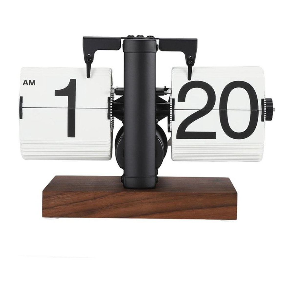 CosyHome Retro Mechanische Flip-Uhr mit Holzbasis, Digitaler Tischwecker im Vintage-Design, mehrfarbig - Bild 1