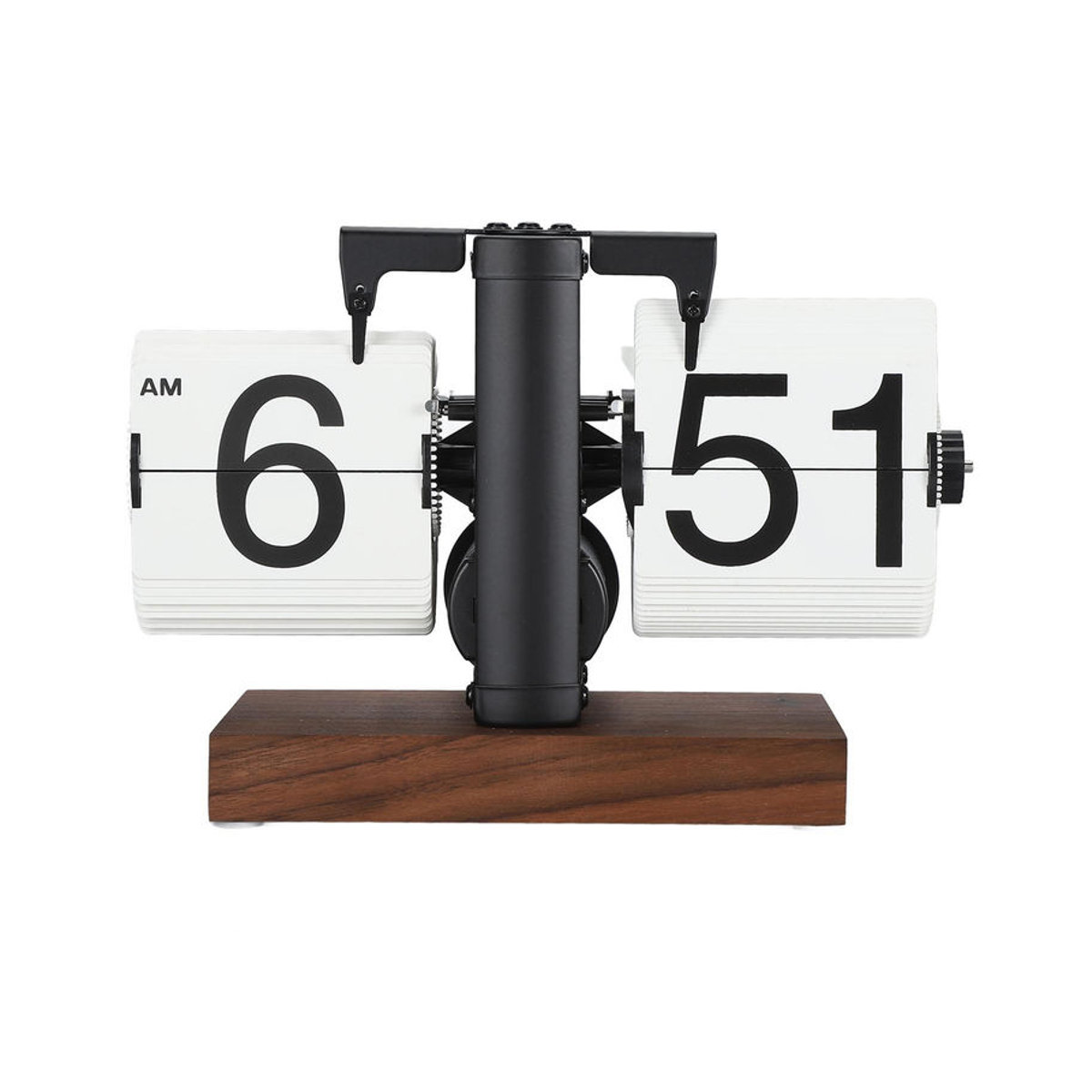 CosyHome Retro Mechanische Flip-Uhr mit Holzbasis, Digitaler Tischwecker im Vintage-Design, mehrfarbig - Bild 2