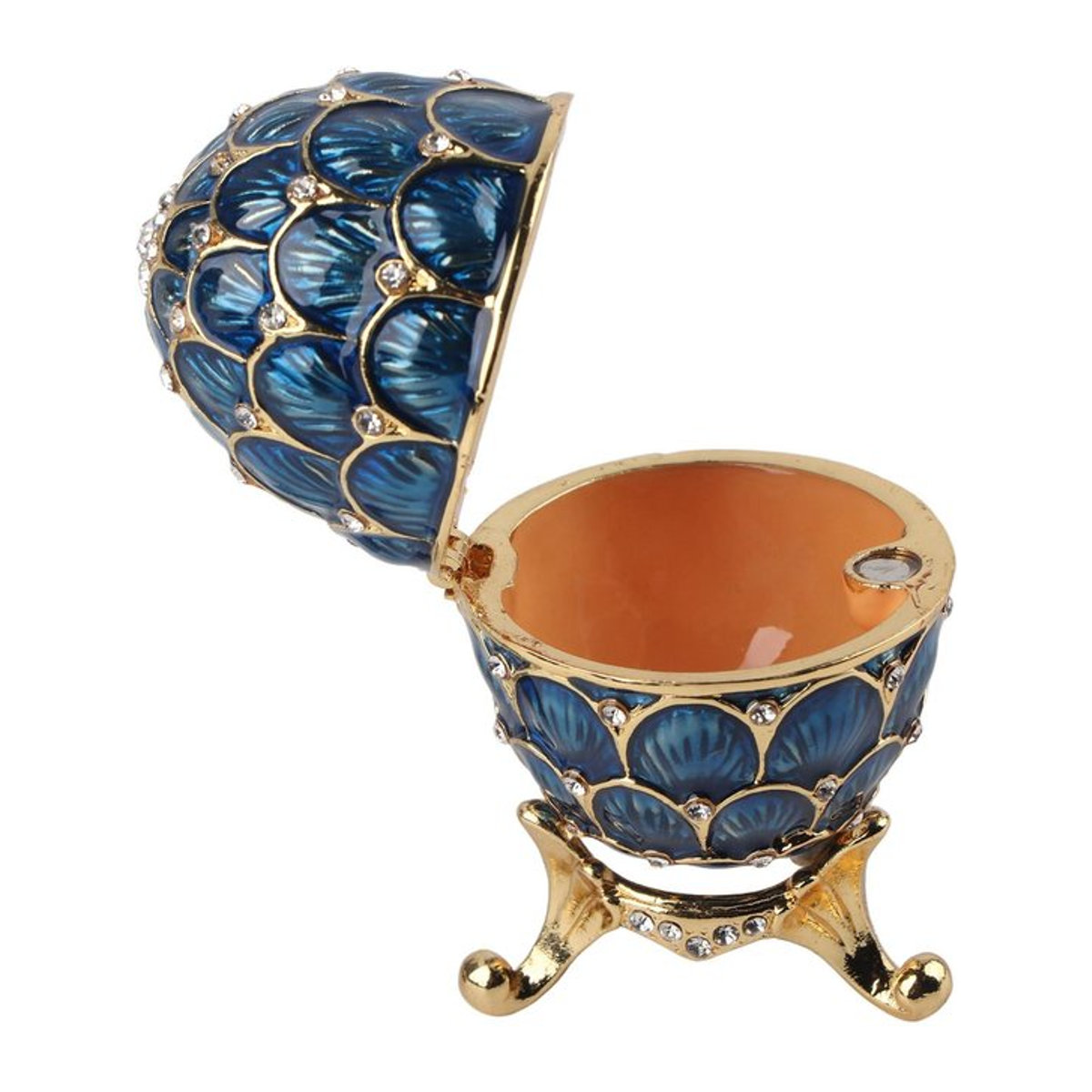 CosyHome Schmuckschatulle in Form eines emaillierten Ostereis im Vintage-Stil, Blau - Bild 1