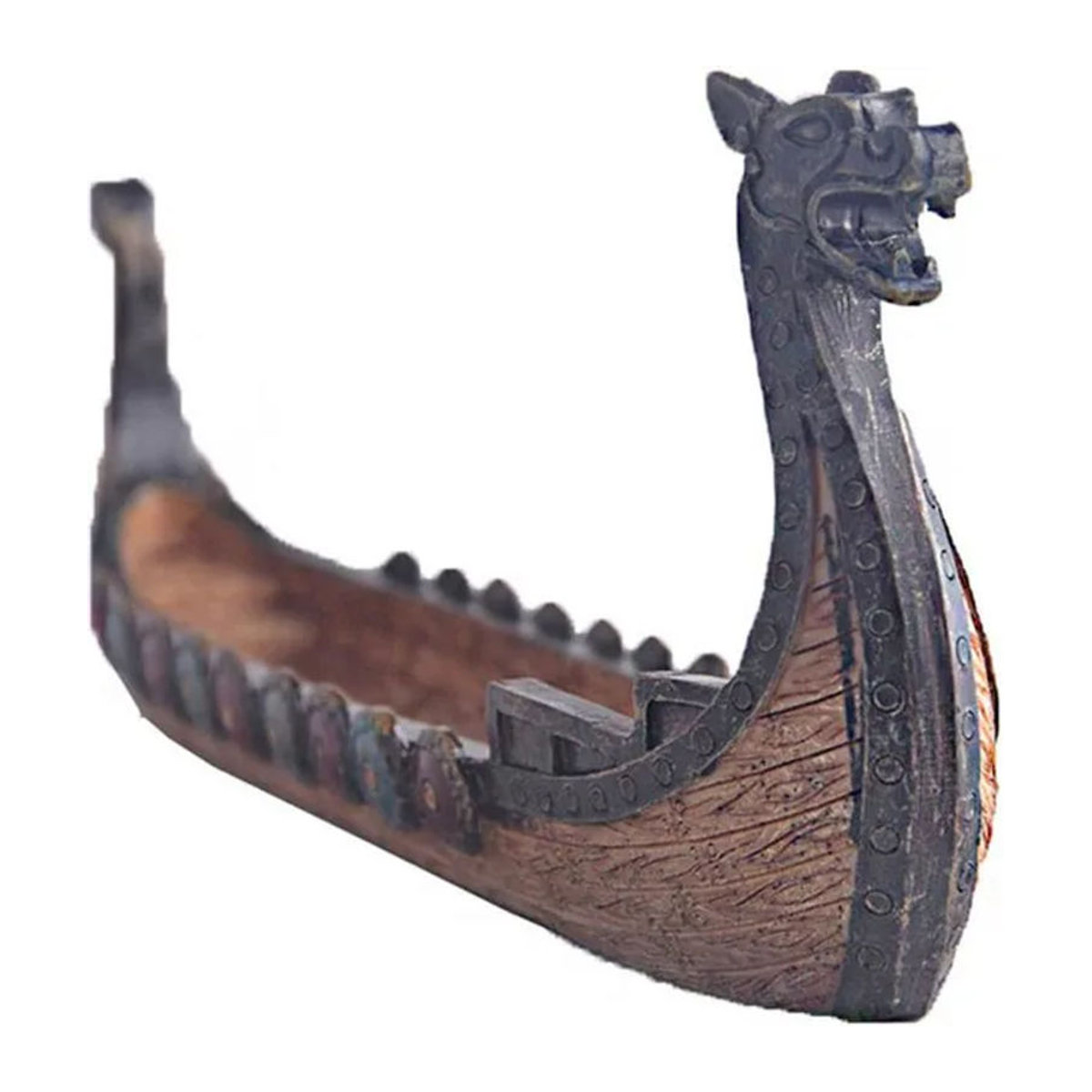 CosyHome Wikingerschiff Räucherstäbchenhalter aus Kunstharz in Braun und Mehrfarbig im Vintage-Design - Bild 1