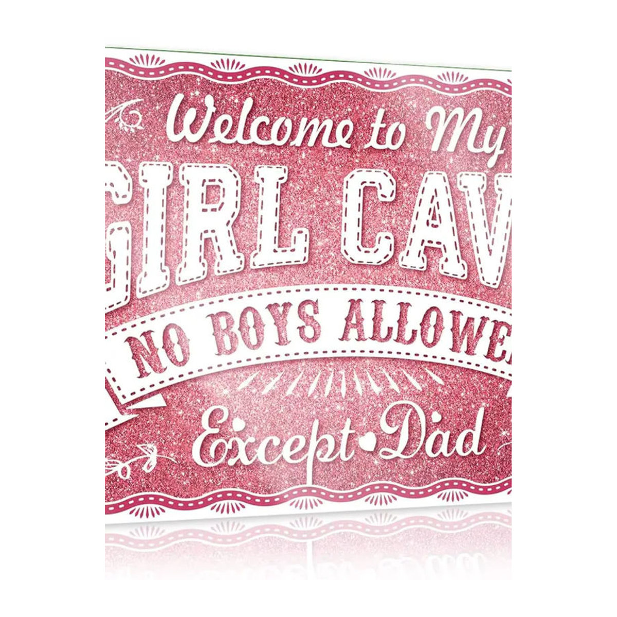 Coteci Mädchen Höhlen-Schild Keine Jungen zulassen Dekoration aus Metall in Rosa mit Herz-Motiv für das Teenager-Zimmer, Rechteckig, B: 20 cm, H: 14 cm, T: 14 cm - Bild 2