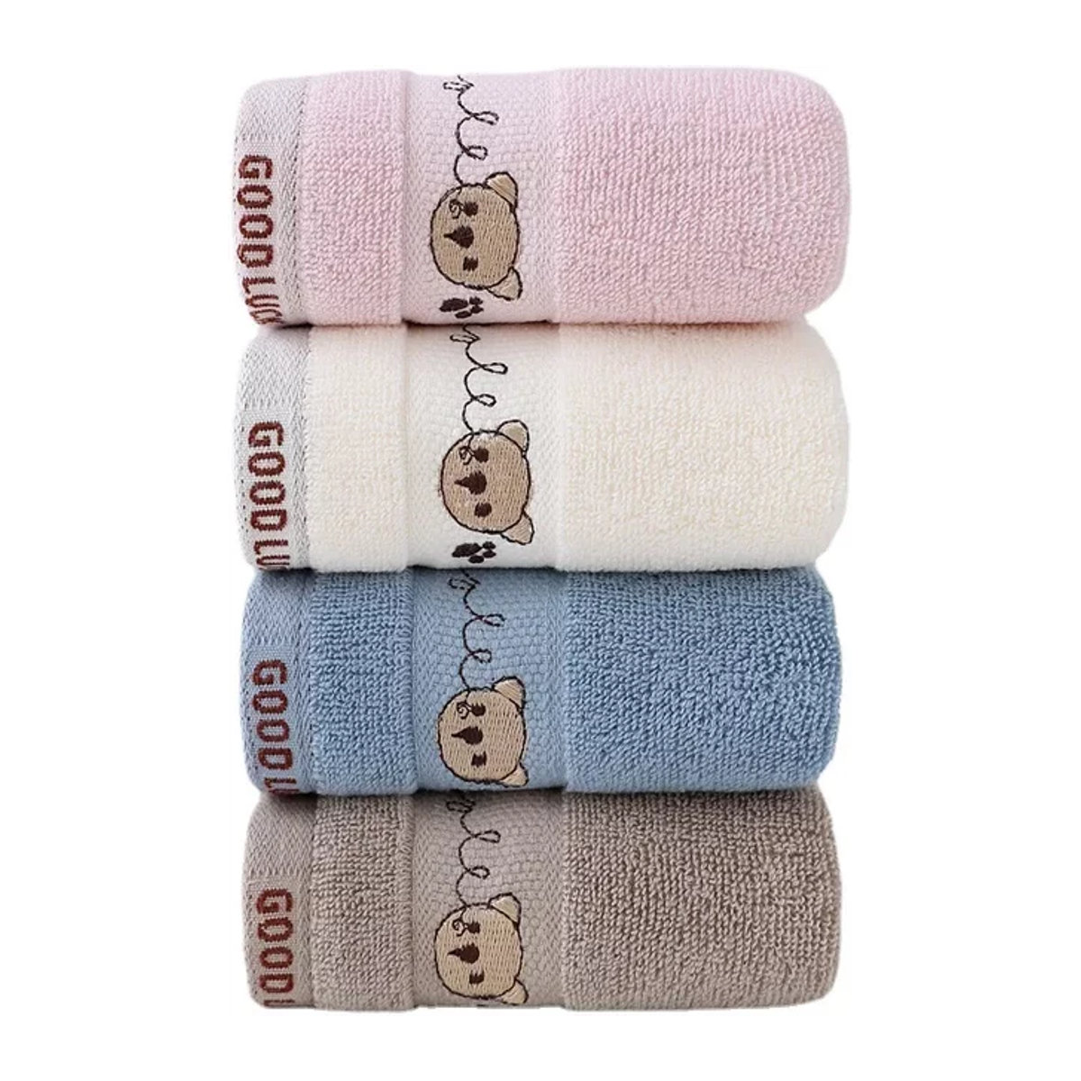 CottonFace Waschlappen für Babys und Neugeborene mit niedlichem Bär-Motiv, weich und saugfähig, mehrfarbig und weiß - Bild 1