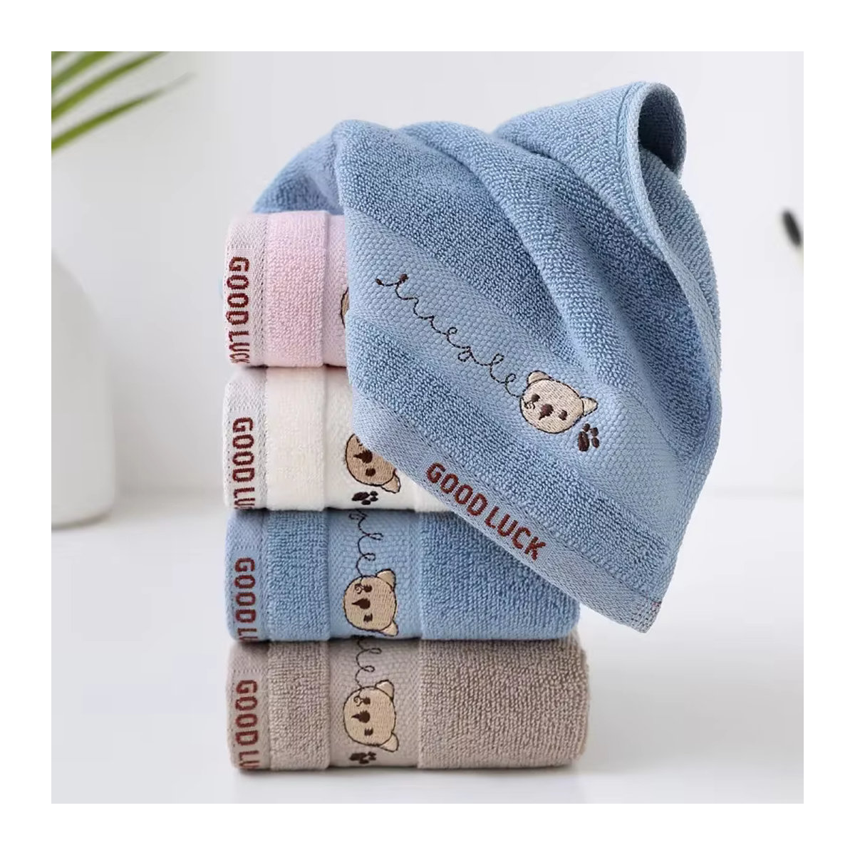 CottonFace Waschlappen für Babys und Neugeborene mit niedlichem Bär-Motiv, weich und saugfähig, mehrfarbig und weiß - Bild 3