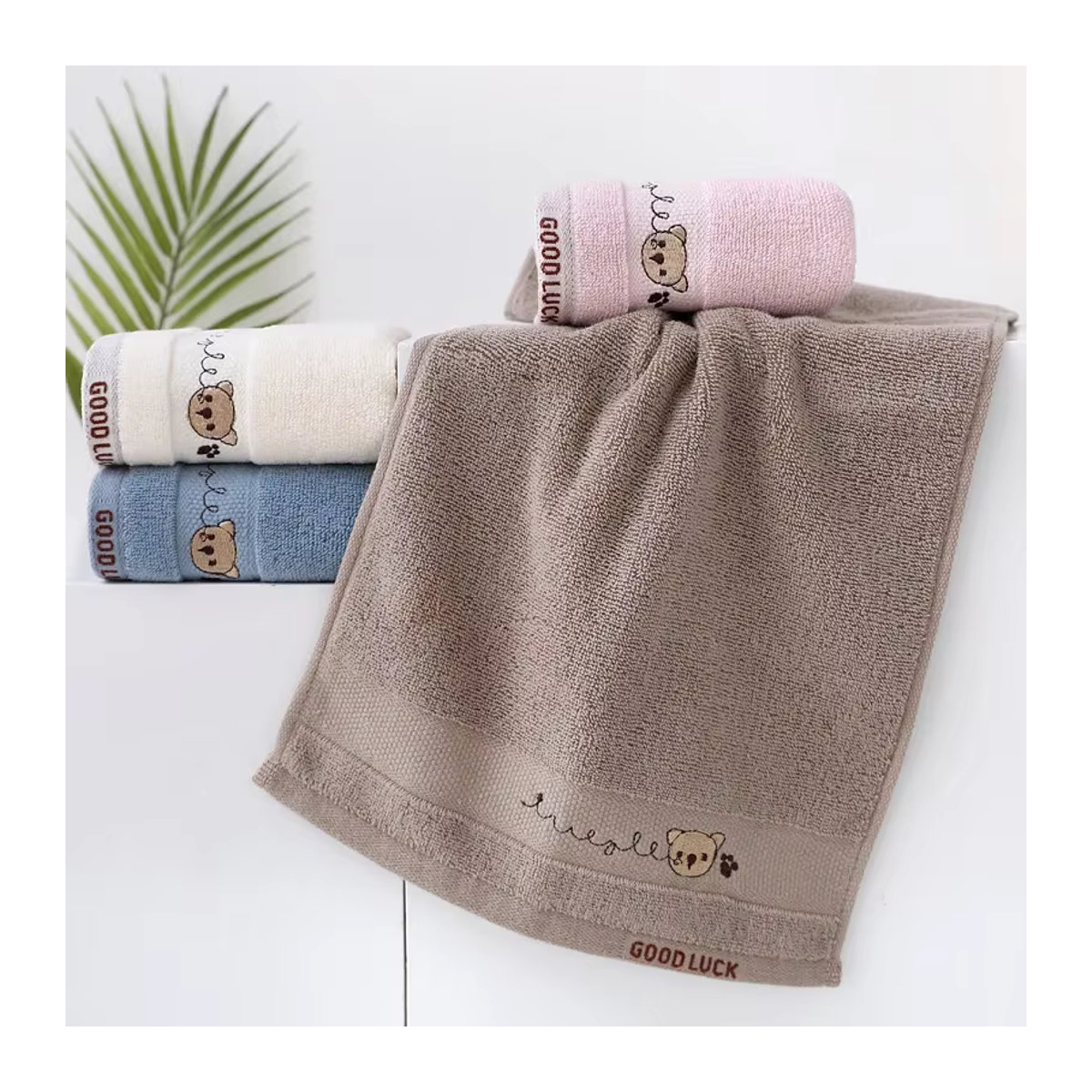 CottonFace Waschlappen für Babys und Neugeborene mit niedlichem Bär-Motiv, weich und saugfähig, mehrfarbig und weiß - Bild 4