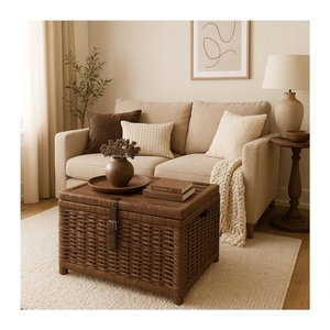 Couchtisch Guido von Möbel direkt in Braun aus Polyrattan und Kiefer Massivholz im Bohemian Stil, rechteckig