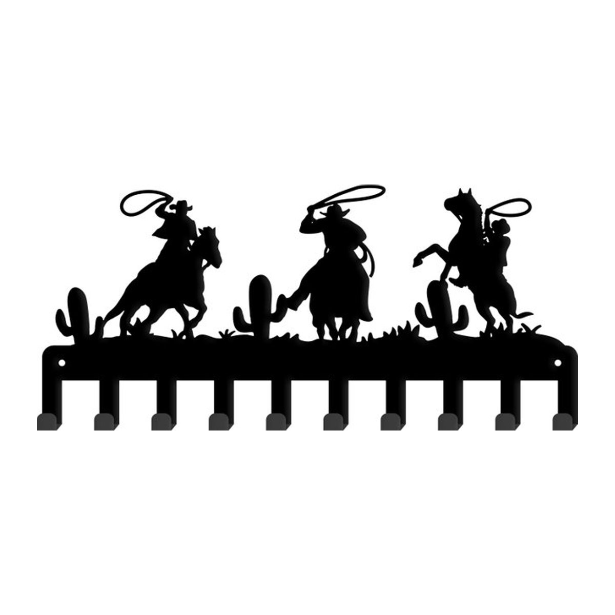 Cowboy Wandmontierter Schlüsselhalter und Kleiderhaken aus Metall mit 10 Haken für den Eingangsbereich - Bild 1