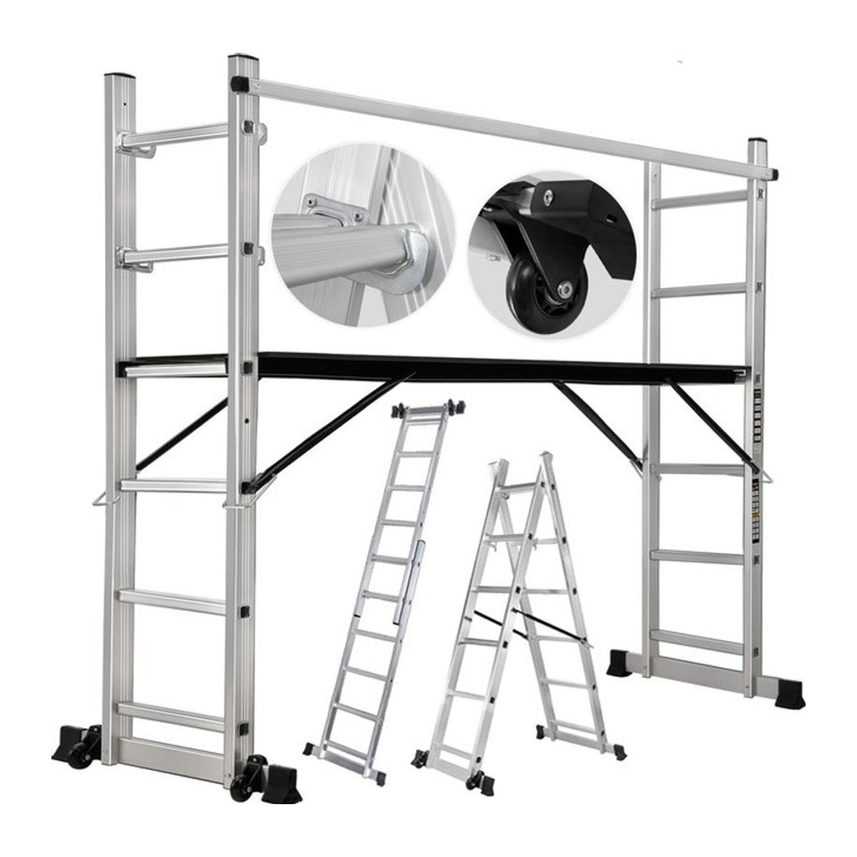 Craftfull Mehrzweckleiter CF-103A 4in1 aus Aluminium in Alufarben mit Anti-Rutsch-Profil und 6 Sprossen bis 150 kg Belastbarkeit - Bild 1