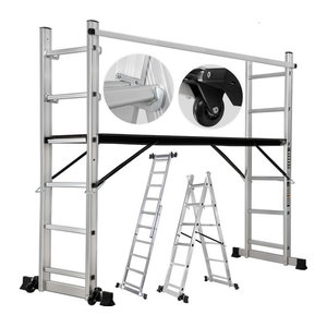 Craftfull Mehrzweckleiter CF-103A 4in1 aus Aluminium in Alufarben mit Anti-Rutsch-Profil und 6 Sprossen bis 150 kg Belastbarkeit
