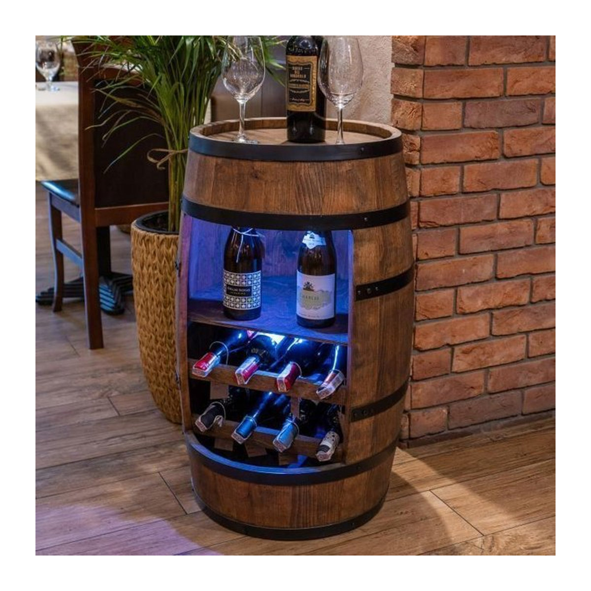 Creative Cooper Weinregal aus Erlenholz mit LED-Beleuchtung in Wengé, Breite: 80 cm - Bild 1
