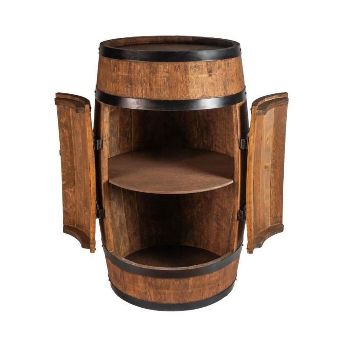 Creative Cooper Weinregal Holzfass mit Türen in Wenge, Industrial Design, B/H: 80 x 50 cm - Bild 2