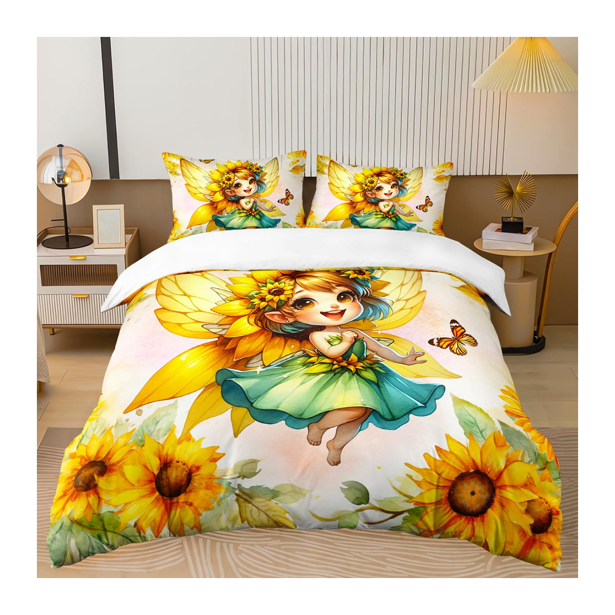 Creative Homewares Bettwäsche Set Feen Design für Mädchen mit 1 Bettbezug und 2 Kissenbezügen, B/H: 150 x 200 cm - Bild 1