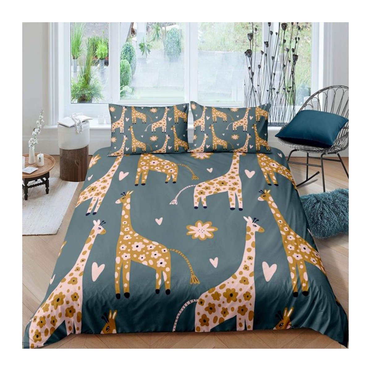 Creative Homewares Bettwäsche Set Giraffe Safari Motiv aus Mikrofaser, Multicolor, B/H: 135 x 200 cm - Bild 1