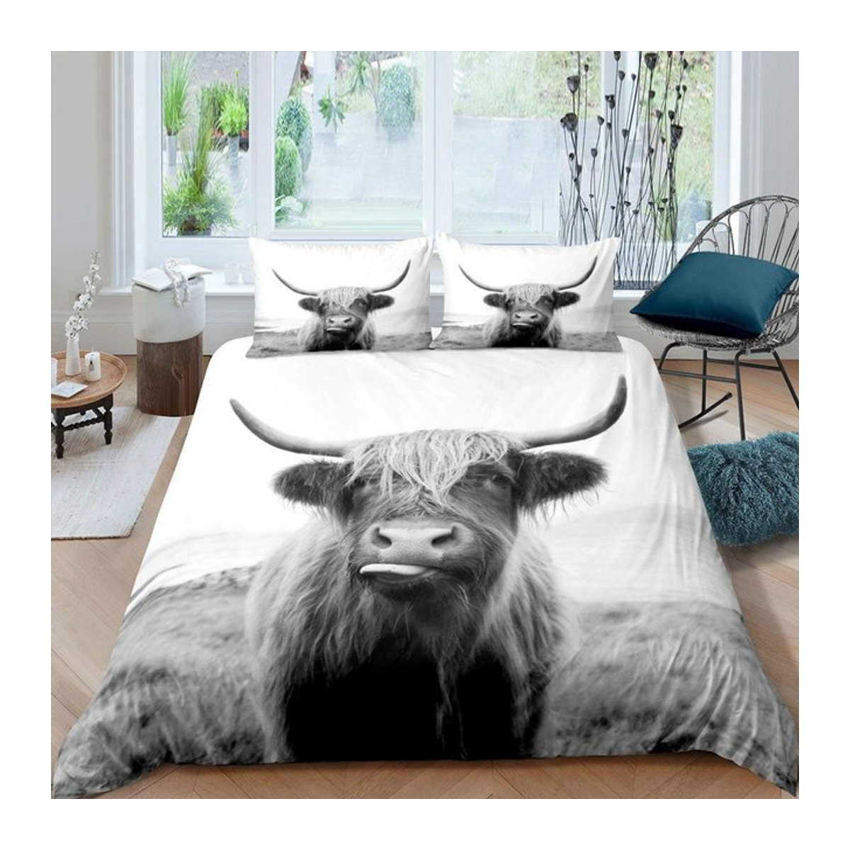 Creative Homewares Bettwäsche Set Highland Kuh Design in Weiß, 3-teilig, B/H: 135 x 200 cm - Bild 1